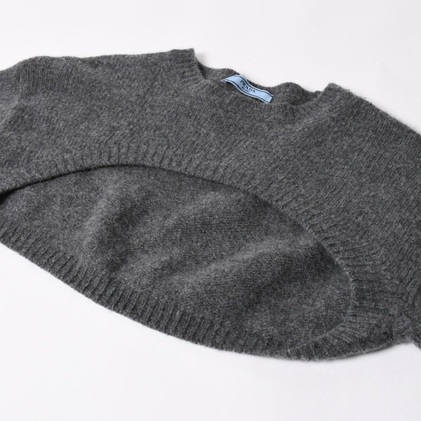 PRADA プラダ Detachable Shrug Camisole Sweater ウールアンサンブルニット 20114 S231 12CW セットアップ ボレロ キャミソール バージンウール カシミヤ グレー 44サイズ 美品 中古 4a004700