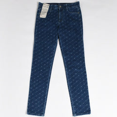 極美品 STELLA MCCARTNEY ステラマッカートニー モノグラム総柄 スキニーデニムパンツ 391883 SMH40 インディゴ レディース ジーンズ 24サイズ 中古 4a003196