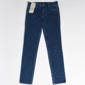 極美品 STELLA MCCARTNEY ステラマッカートニー モノグラム総柄 スキニーデニムパンツ 391883 SMH40 インディゴ レディース ジーンズ 24サイズ 中古 4a003196