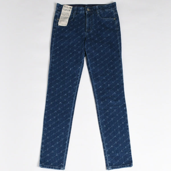 極美品 STELLA MCCARTNEY ステラマッカートニー モノグラム総柄 スキニーデニムパンツ 391883 SMH40 インディゴ レディース ジーンズ 24サイズ 中古 4a003196