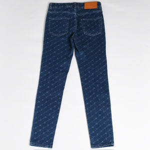 極美品 STELLA MCCARTNEY ステラマッカートニー モノグラム総柄 スキニーデニムパンツ 391883 SMH40 インディゴ レディース ジーンズ 24サイズ 中古 4a003196