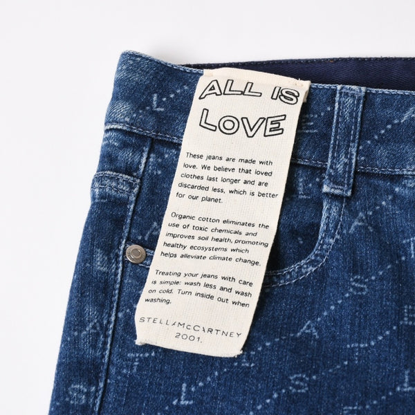 極美品 STELLA MCCARTNEY ステラマッカートニー モノグラム総柄 スキニーデニムパンツ 391883 SMH40 インディゴ レディース ジーンズ 24サイズ 中古 4a003196