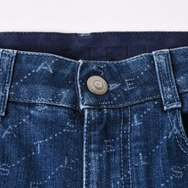 極美品 STELLA MCCARTNEY ステラマッカートニー モノグラム総柄 スキニーデニムパンツ 391883 SMH40 インディゴ レディース ジーンズ 24サイズ 中古 4a003196