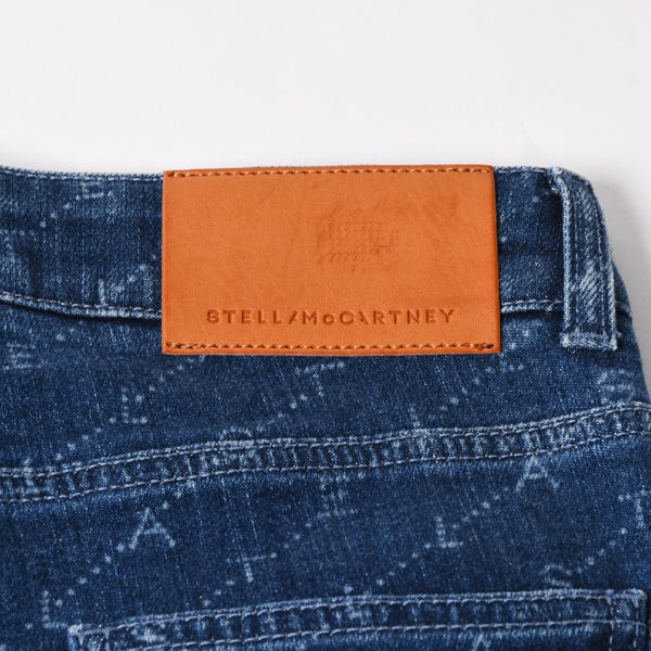 極美品 STELLA MCCARTNEY ステラマッカートニー モノグラム総柄 スキニーデニムパンツ 391883 SMH40 インディゴ レディース ジーンズ 24サイズ 中古 4a003196