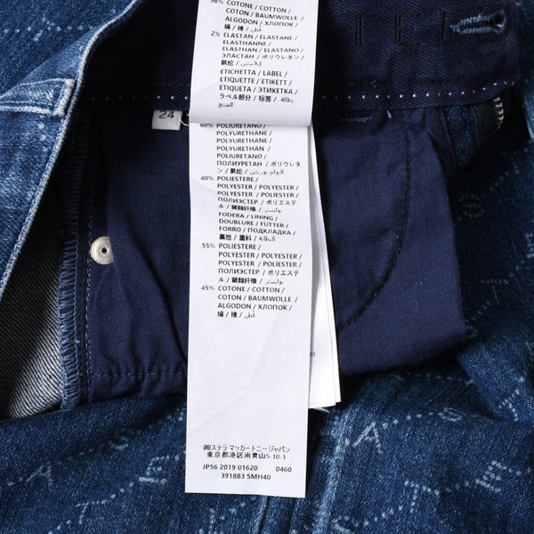 極美品 STELLA MCCARTNEY ステラマッカートニー モノグラム総柄 スキニーデニムパンツ 391883 SMH40 インディゴ レディース ジーンズ 24サイズ 中古 4a003196