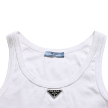 Load image into Gallery viewer, 新品未使用 PRADA プラダ クロップド タンクトップ 39546C サイズ36 トライアングルロゴ プレート ホワイト 中古 4a003724