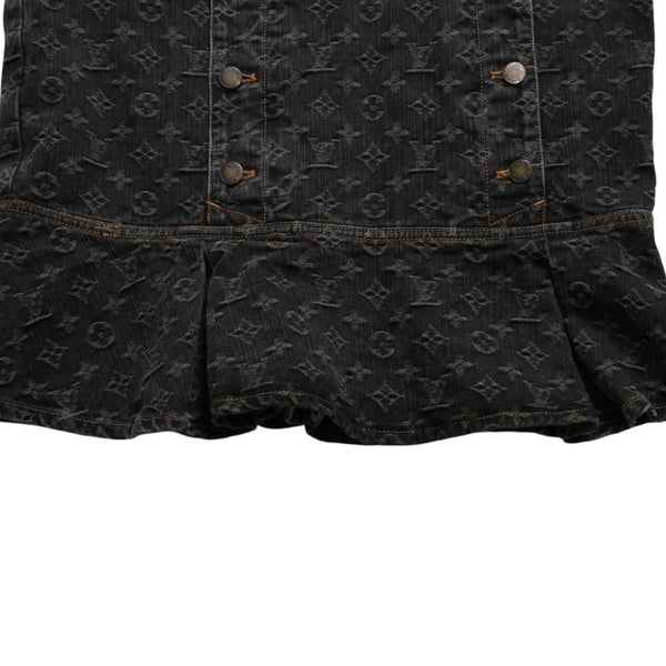 LOUIS VUITTON ルイヴィトン モノグラムデニム マーメイドスカート RW072W ブラック レースアップ 編み上げリボン Sサイズ 美品 中古 4a004814