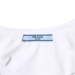 新品未使用 PRADA プラダ クロップド タンクトップ 39546C サイズ36 トライアングルロゴ プレート ホワイト 中古 4a003724