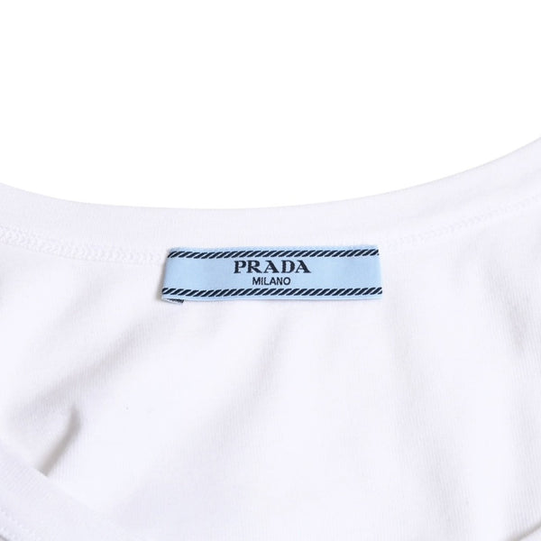 新品未使用 PRADA プラダ クロップド タンクトップ 39546C サイズ36 トライアングルロゴ プレート ホワイト 中古 4a003724