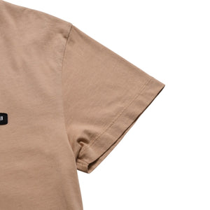 極美品 MIU MIU ミュウミュウ コットン ジャージーTシャツ MJE15 ワッペンロゴ カットソー 半袖Tシャツ カメオ ベージュ XSサイズ 中古 4a005008