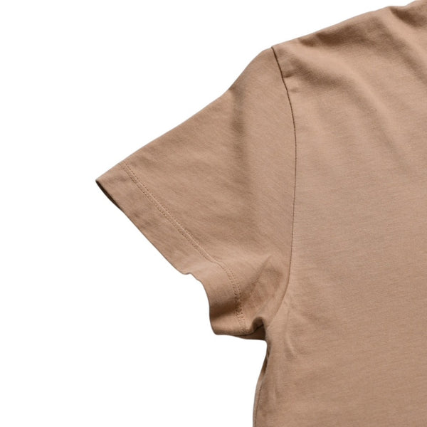 極美品 MIU MIU ミュウミュウ コットン ジャージーTシャツ MJE15 ワッペンロゴ カットソー 半袖Tシャツ カメオ ベージュ XSサイズ 中古 4a005008
