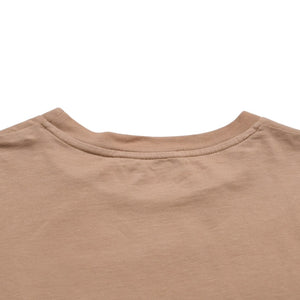 極美品 MIU MIU ミュウミュウ コットン ジャージーTシャツ MJE15 ワッペンロゴ カットソー 半袖Tシャツ カメオ ベージュ XSサイズ 中古 4a005008