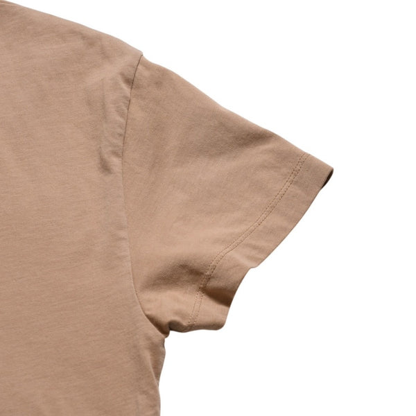極美品 MIU MIU ミュウミュウ コットン ジャージーTシャツ MJE15 ワッペンロゴ カットソー 半袖Tシャツ カメオ ベージュ XSサイズ 中古 4a005008