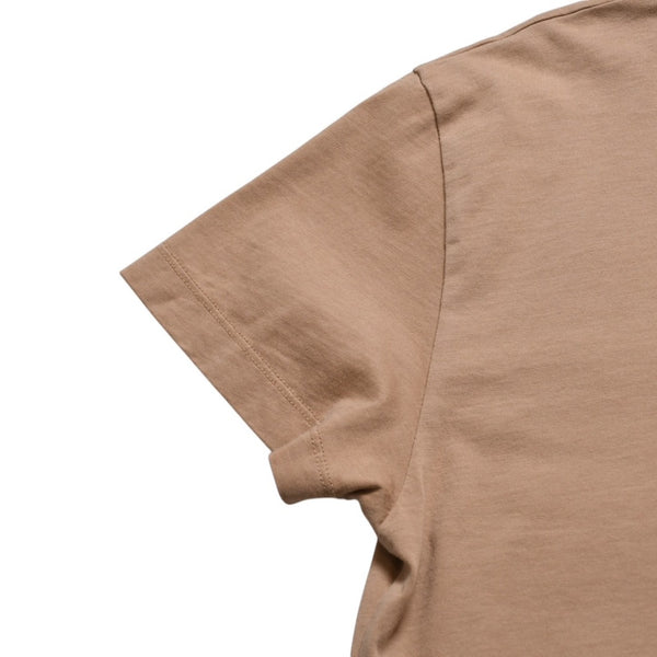 極美品 MIU MIU ミュウミュウ コットン ジャージーTシャツ MJE15 ワッペンロゴ カットソー 半袖Tシャツ カメオ ベージュ XSサイズ 中古 4a005008