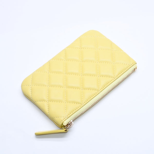 極美品 CHANEL シャネル ポーチ Coco Mark ココマーク イエロー ゴールド金具 23番台 ラムスキン 中古 4a004975