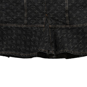 LOUIS VUITTON ルイヴィトン モノグラムデニム マーメイドスカート RW072W ブラック レースアップ 編み上げリボン Sサイズ 美品 中古 4a004814