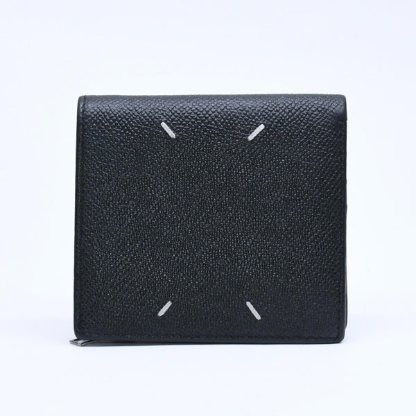MaisonMargiela メゾンマルジェラ フリップフラップウォレット 二つ折り財布 レザー ブラック ホワイト 美品 中古 4a004805