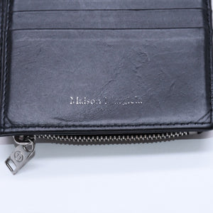 MaisonMargiela メゾンマルジェラ フリップフラップウォレット 二つ折り財布 レザー ブラック ホワイト 美品 中古 4a004805