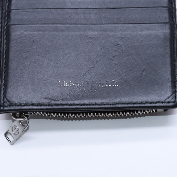 MaisonMargiela メゾンマルジェラ フリップフラップウォレット 二つ折り財布 レザー ブラック ホワイト 美品 中古 4a004805