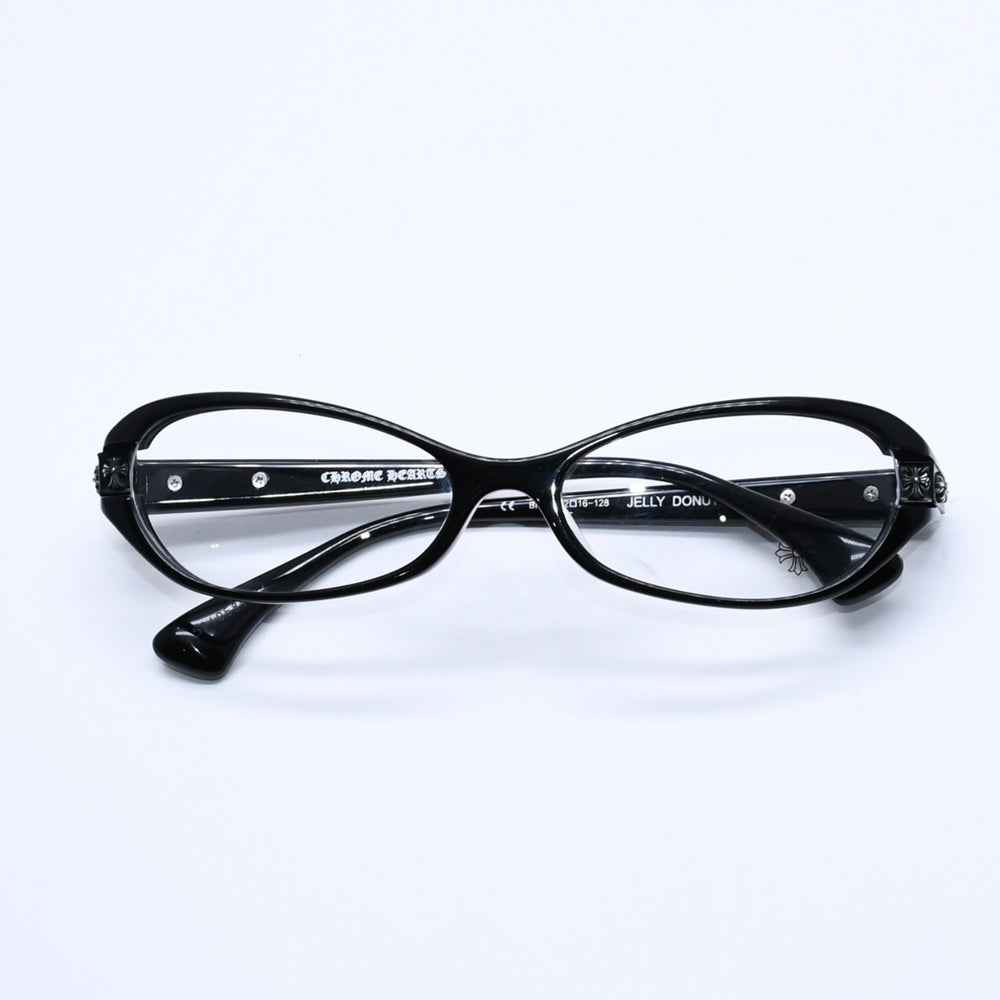 CHROME HEARTS クロムハーツ JELLY DONUT ジェリードーナツ 伊達メガネ アイウェア 52□16-128 CHクロス ブラック 美品 中古 4a004819