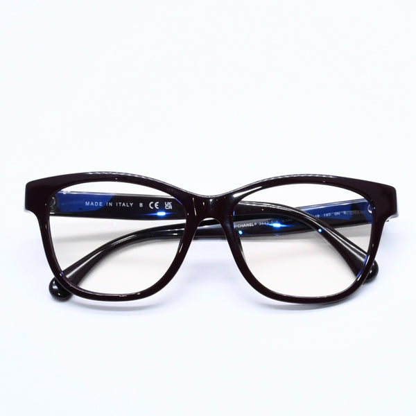 極美品 CHANEL シャネル 伊達メガネ アイウェア 3443-S-A c.1461/SB サイズ53□16 140 ココマーク ダークブラウン 中古 4a004820