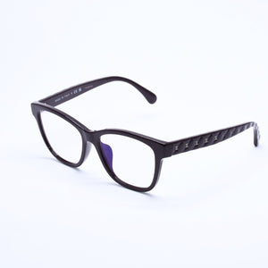 極美品 CHANEL シャネル 伊達メガネ アイウェア 3443-S-A c.1461/SB サイズ53□16 140 ココマーク ダークブラウン 中古 4a004820