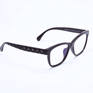 極美品 CHANEL シャネル 伊達メガネ アイウェア 3443-S-A c.1461/SB サイズ53□16 140 ココマーク ダークブラウン 中古 4a004820