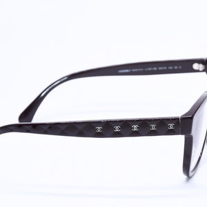 極美品 CHANEL シャネル 伊達メガネ アイウェア 3443-S-A c.1461/SB サイズ53□16 140 ココマーク ダークブラウン 中古 4a004820