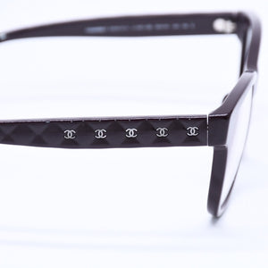 極美品 CHANEL シャネル 伊達メガネ アイウェア 3443-S-A c.1461/SB サイズ53□16 140 ココマーク ダークブラウン 中古 4a004820
