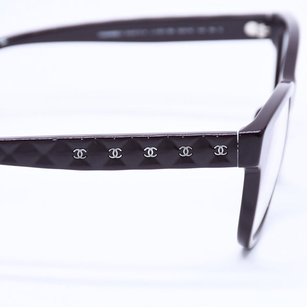 極美品 CHANEL シャネル 伊達メガネ アイウェア 3443-S-A c.1461/SB サイズ53□16 140 ココマーク ダークブラウン 中古 4a004820
