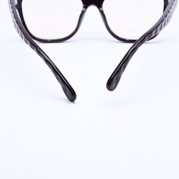 極美品 CHANEL シャネル 伊達メガネ アイウェア 3443-S-A c.1461/SB サイズ53□16 140 ココマーク ダークブラウン 中古 4a004820