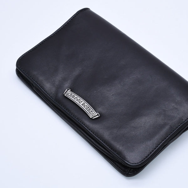極美品 CHROME HEARTS クロムハーツ クラッチバッグ ダガー スモール フィリグリークロス装飾 ブラック レザー シルバー925 中古 4a004932