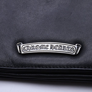 極美品 CHROME HEARTS クロムハーツ クラッチバッグ ダガー スモール フィリグリークロス装飾 ブラック レザー シルバー925 中古 4a004932
