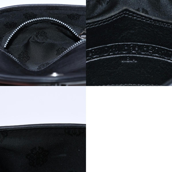 極美品 CHROME HEARTS クロムハーツ クラッチバッグ ダガー スモール フィリグリークロス装飾 ブラック レザー シルバー925 中古 4a004932