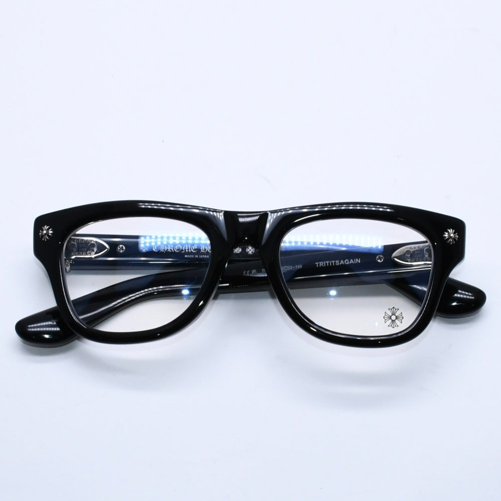CHROME HEARTS クロムハーツ TRITITSAGAIN トライティッツアゲイン 伊達メガネ サイズ53□22-150 CHプラス クロスボール 美品 中古 4a004825