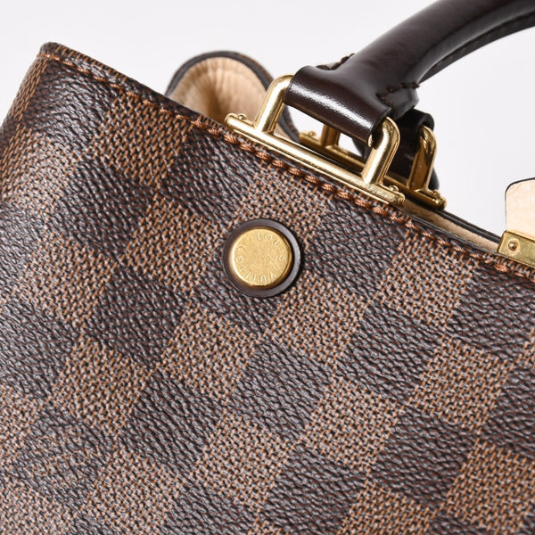 LOUIS VUITTON ルイヴィトン ブリタニー ハンドバッグ N41674 ダミエキャンバス ブラウン ベージュ ダミエエベヌ ゴールド金具 美品 中古 4a004829