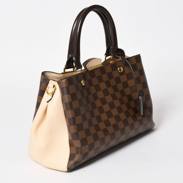 LOUIS VUITTON ルイヴィトン ブリタニー ハンドバッグ N41674 ダミエキャンバス ブラウン ベージュ ダミエエベヌ ゴールド金具 美品 中古 4a004829
