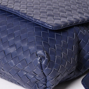 極美品 BOTTEGA VENETA ボッテガヴェネタ ショルダーバッグ イントレチャート 163971 VQ131 4223 ブルー マッドシルバー金具 中古 4a004832