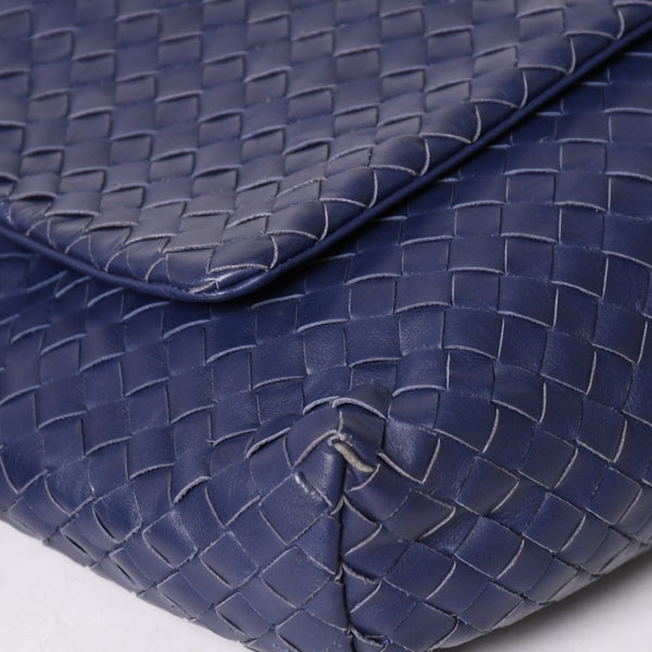 極美品 BOTTEGA VENETA ボッテガヴェネタ ショルダーバッグ イントレチャート 163971 VQ131 4223 ブルー マッドシルバー金具 中古 4a004832