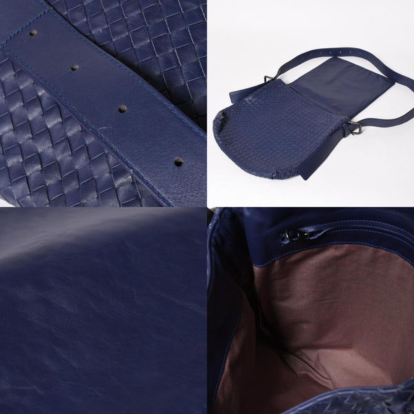 極美品 BOTTEGA VENETA ボッテガヴェネタ ショルダーバッグ イントレチャート 163971 VQ131 4223 ブルー マッドシルバー金具 中古 4a004832