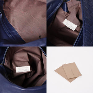 極美品 BOTTEGA VENETA ボッテガヴェネタ ショルダーバッグ イントレチャート 163971 VQ131 4223 ブルー マッドシルバー金具 中古 4a004832