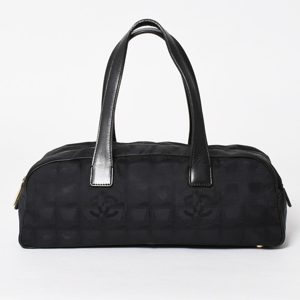 CHANEL シャネル ニュートラベルライン ミニハンドバッグ A15828 7番台 ブラック ココマーク ナイロンジャガード ゴールド金具 美品 中古 4a005810
