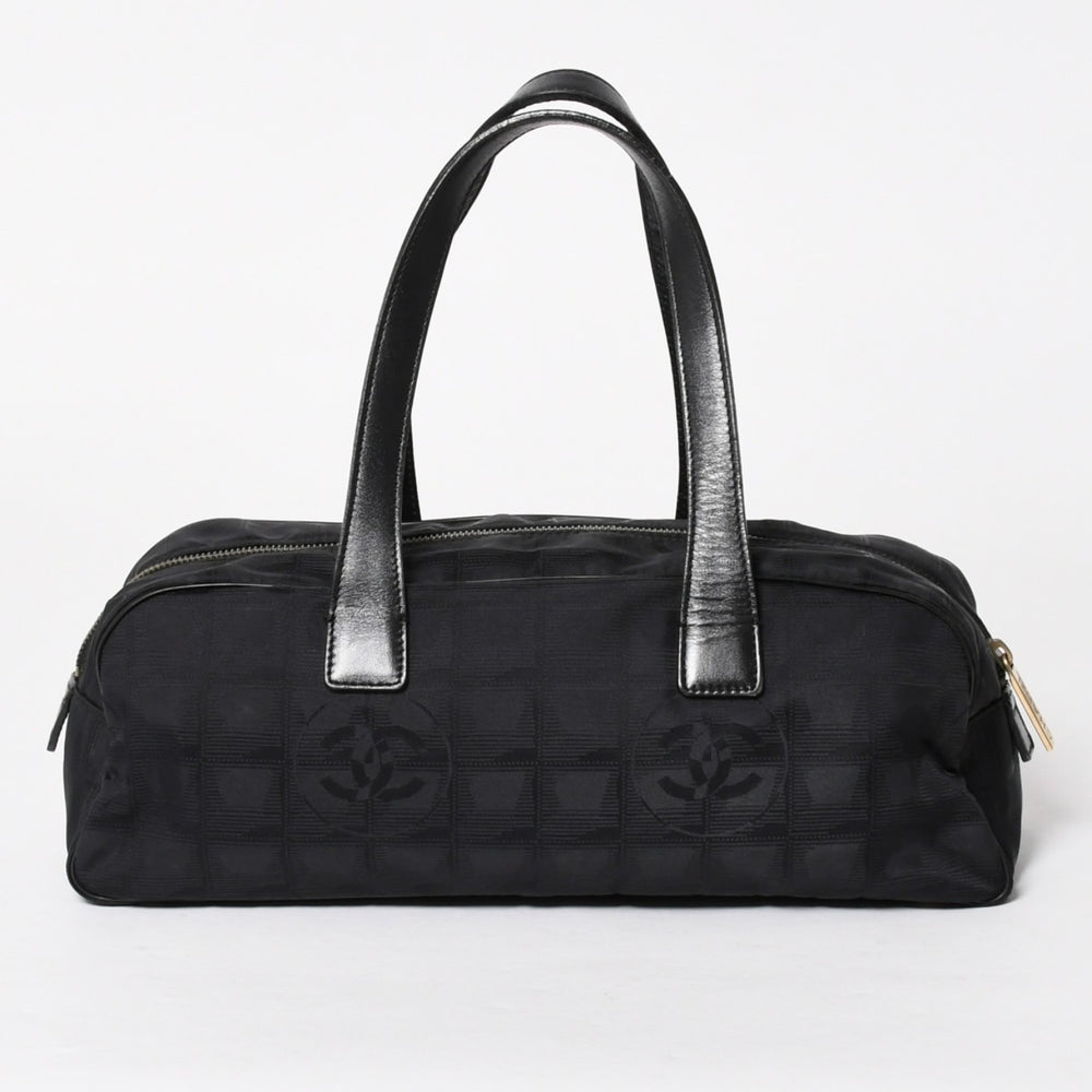 CHANEL シャネル ニュートラベルライン ミニハンドバッグ A15828 7番台 ブラック ココマーク ナイロンジャガード ゴールド金具 美品 中古 4a005810