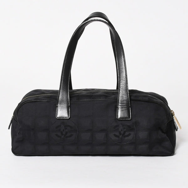 CHANEL シャネル ニュートラベルライン ミニハンドバッグ A15828 7番台 ブラック ココマーク ナイロンジャガード ゴールド金具 美品 中古 4a005810