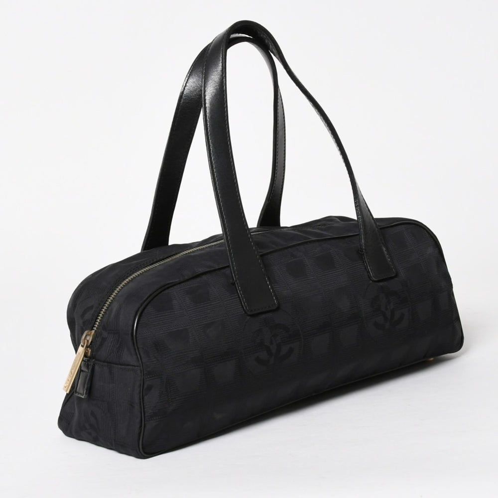 CHANEL New Travel Line Mini Handbag A15828 No. 7 Black Coco Mark Nylon Jacquard Gold Hardware Good Condition Used 4a005810