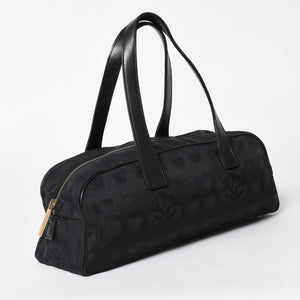 CHANEL シャネル ニュートラベルライン ミニハンドバッグ A15828 7番台 ブラック ココマーク ナイロンジャガード ゴールド金具 美品 中古 4a005810