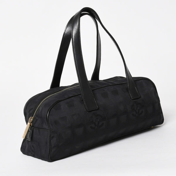 CHANEL シャネル ニュートラベルライン ミニハンドバッグ A15828 7番台 ブラック ココマーク ナイロンジャガード ゴールド金具 美品 中古 4a005810