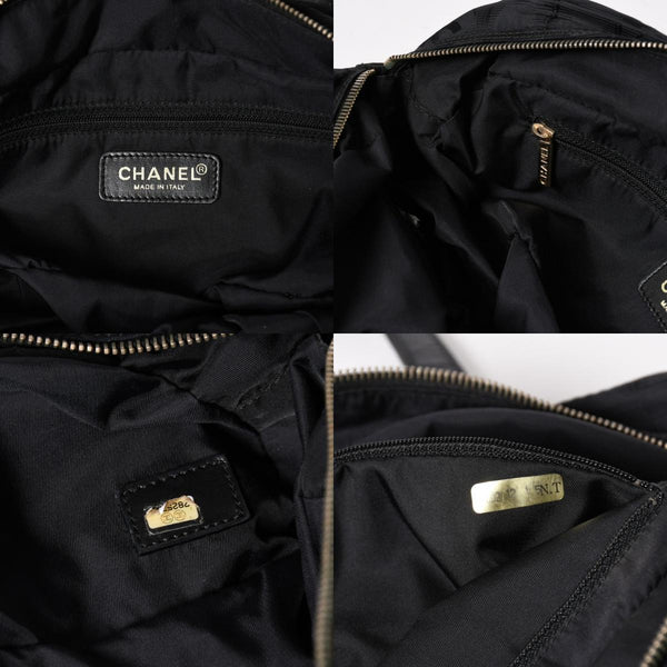 CHANEL シャネル ニュートラベルライン ミニハンドバッグ A15828 7番台 ブラック ココマーク ナイロンジャガード ゴールド金具 美品 中古 4a005810