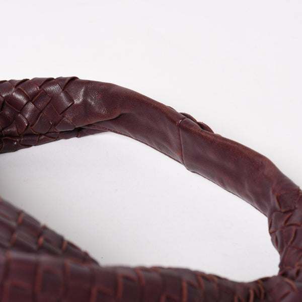 BOTTEGA VENETA ボッテガヴェネタ イントレチャート ホーボー ワンショルダーバッグ バーガンディ ワインレッド 美品 中古 4a004836