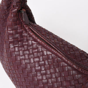 BOTTEGA VENETA ボッテガヴェネタ イントレチャート ホーボー ワンショルダーバッグ バーガンディ ワインレッド 美品 中古 4a004836